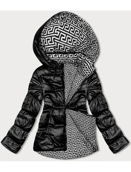 Obojstranná čierna dámska bunda s asymetrickou spodnou časťou (16M9136-392)