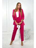 Elegantný set saka a nohavíc fuchsiovej farby