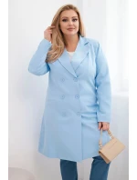 Dámske Plus veľkosť dvojradový kabát s golierom Modrá Dámske Plus veľkosť dvojradový kabát s golierom Modrá