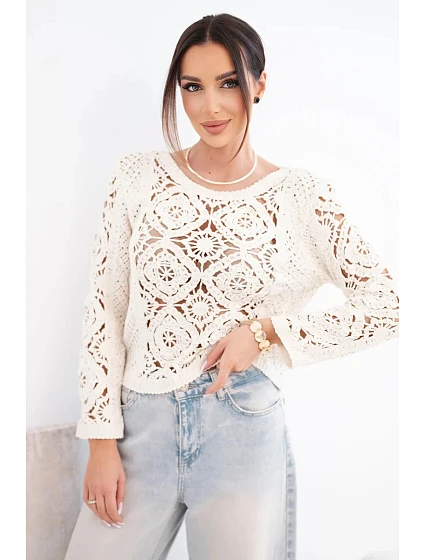 Dámský letní krajkový svetr s knoflíky a dlouhým rukávem černý Dámský letní krajkový svetr s knoflíky a dlouhým rukávem černý