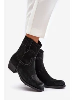 Dámské Zamszové Boty Na Nízkém Podpatku Zateplené  Černé model 21674402 - SERGIO LEONE