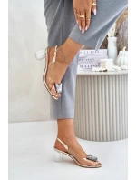 Transparentne Sandały Z Motylem Na Słupku D&A MR42-326 Złote Transparentne Sandały Z Motylem Na Słupku D&A MR42-326 Złote