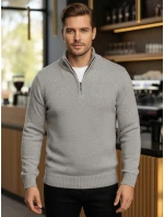 Pánský svetr se stojáčkem světle šedý Dstreet model 21995566 - FashionStreet