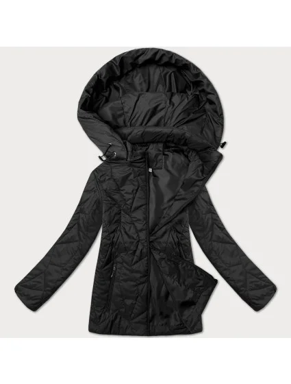 Čierna dámska plus size bunda s odnímateľnou kapucňou J Style (16M9268-392)