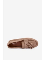 Dámske mokasíny s plochou podrážkou a strapcami Beige Marilisse