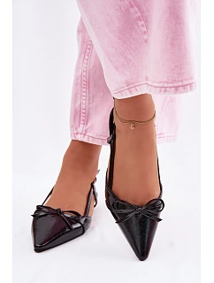 Dámské sandály z imitace kůže na nízkém podpatku Černé Jelmera