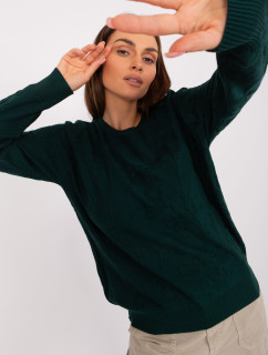 Tmavo zelený dámsky klasický sveter s bavlnou