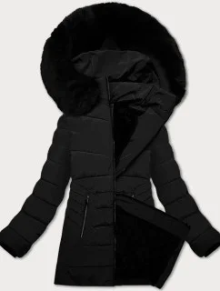 Čierna dámska prešívaná zimná bunda s kapucňou S'west (B8299-1)