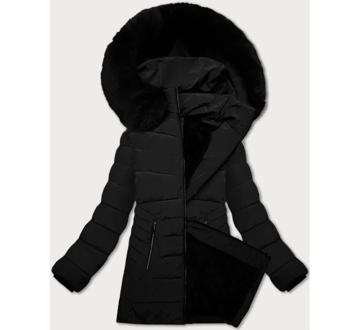 Dámska prešívaná zimná bunda S'west s kapucňou čierna (B8299-1)