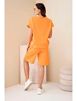 Dámske bavlnené tričko s krátkym rukávom a šortky s elastickým pásom Orange