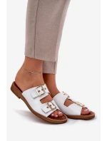 Kožené Ploché Sandály S Přezkami Bílé model 21686308 - Zazoo