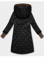 Černá dámská prošívaná bunda s ozdobnými vsadkami model 21308846 - HONEY WINTER