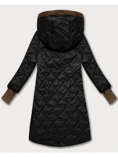 Černá dámská prošívaná bunda s ozdobnými vsadkami model 21308846 - HONEY WINTER
