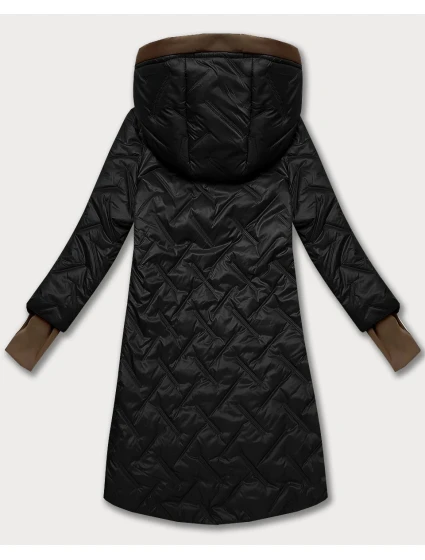 Černá dámská prošívaná bunda s ozdobnými vsadkami model 21308846 - HONEY WINTER