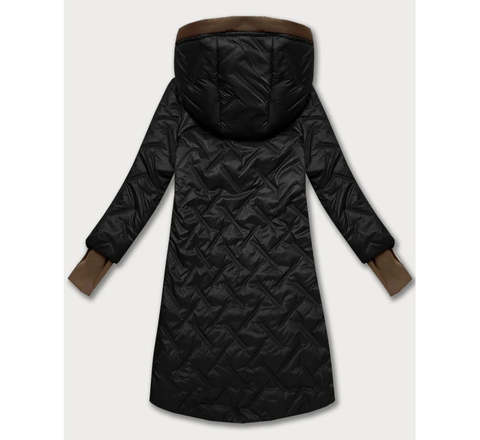 Černá dámská prošívaná bunda s ozdobnými vsadkami model 21308846 - HONEY WINTER
