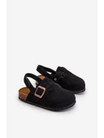 Chodaki Dziecięce Na Korkowej Platformie Czarne Vulagia Chodaki Dziecięce Na Korkowej Platformie Czarne Vulagia