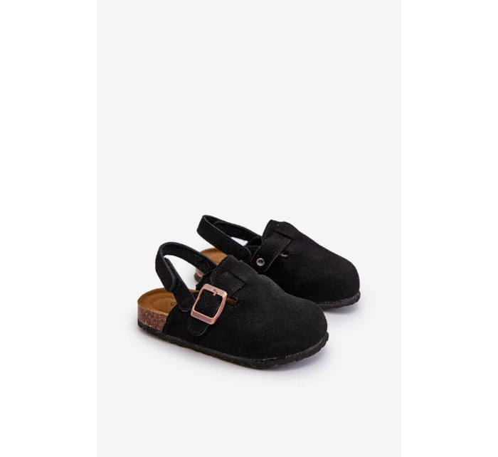 Chodaki Dziecięce Na Korkowej Platformie Czarne Vulagia Chodaki Dziecięce Na Korkowej Platformie Czarne Vulagia