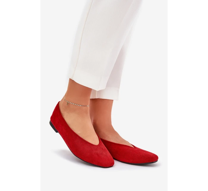 Klasické Baletky Z Eko Semiše Červené model 21687300 - Boto
