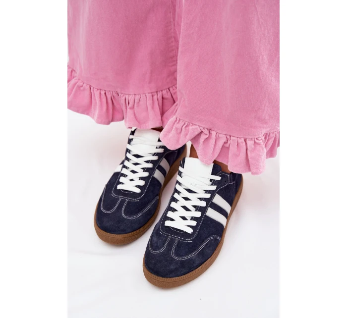 Zazoo N1068 Semišové Nízké Dámské Tenisky Tmavě Modré