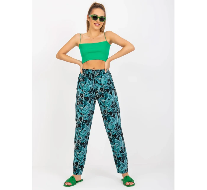 Nohavice D73771M61869M čiernozelené