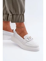 Dámske kožené mokasíny na platforme, biele S.Barski Dámske kožené mokasíny na platforme, biele S.Barski