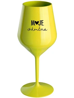 MOJE ODMĚNA - žlutá nerozbitná sklenice na víno 470 ml