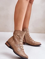 Dámske členkové topánky ASA62-16 Brown and gold - Jezzi