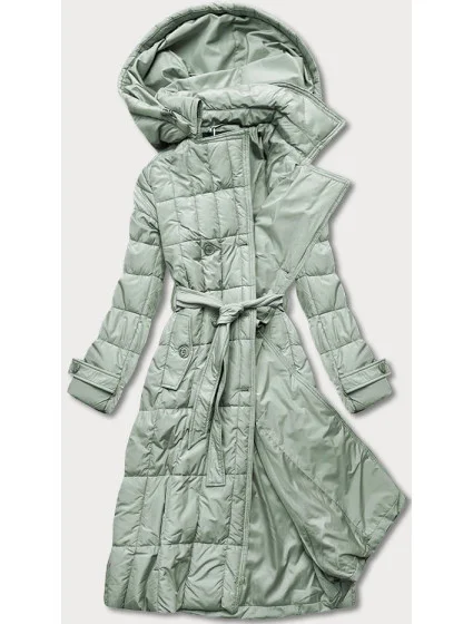 Klasický dámský prošívaný kabát v pistáciové barvě model 17658097 - Ann Gissy Klasický dámský prošívaný kabát v pistáciové barvě model 17658097 - Ann Gissy