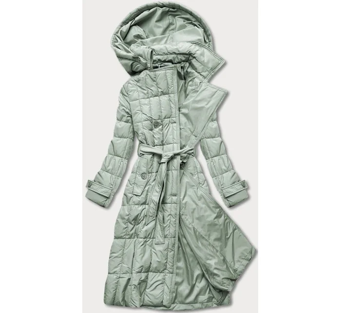 Klasický dámský prošívaný kabát v pistáciové barvě model 17658097 - Ann Gissy Klasický dámský prošívaný kabát v pistáciové barvě model 17658097 - Ann Gissy