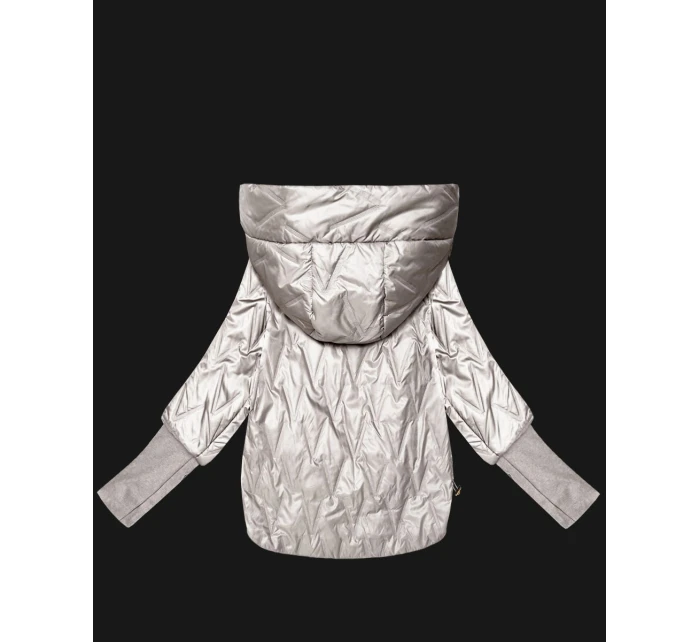 Dámska tenká bunda s pletenými rebrovanými manžetami Goodlookin light beige (B8575-9)