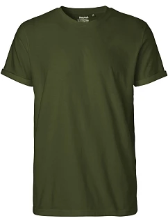 Neutral O 60012 Pánske bio tričko s vyhrnutými rukávmi 77.6012 military
