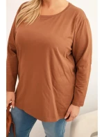 Dámske Plus veľkosť bavlnená blúzka okolo krku Camel