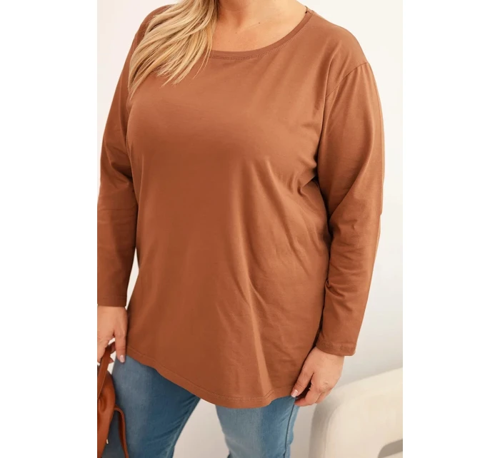 Dámske Plus veľkosť bavlnená blúzka okolo krku Camel