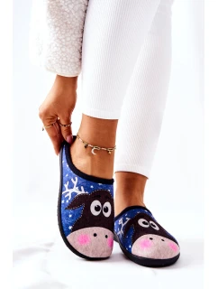 Papcie Ocieplane Wzór Renifer Niebieskie Elodie