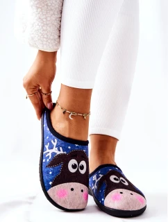 Papcie Ocieplane Wzór Renifer Niebieskie Elodie