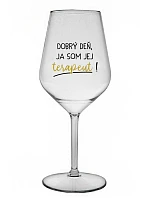 DOBRÝ DEŇ, JEM TERAPEUTE! - priehľadný nerozbitný pohár na víno 470 ml
