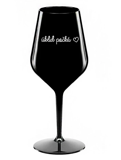 ÚKLID POČKÁ - černá nerozbitná sklenice na víno 470 ml