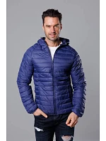 Modrá pánská prošívaná bunda s kapucí model 18345039 - J.STYLE Modrá pánská prošívaná bunda s kapucí model 18345039 - J.STYLE
