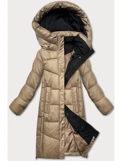 Béžová dámska zimná bunda s kontrastnou podšívkou Glakate (LU-238152#)