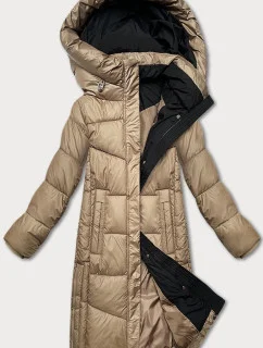 Béžová dámska zimná bunda s kontrastnou podšívkou Glakate (LU-238152#)