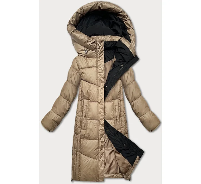 Béžová dámská zimní bunda s kontrastní podšívkou model 21248806 - Glakate