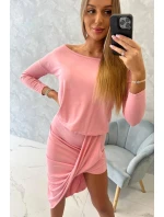 Asymetrické šaty, 3/4 rukávy, pudrově růžové Asymetrické šaty, 3/4 rukávy, pudrově růžové