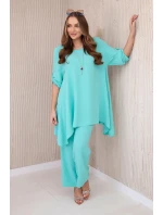 Súprava blúzka + nohavice s mätovým príveskom