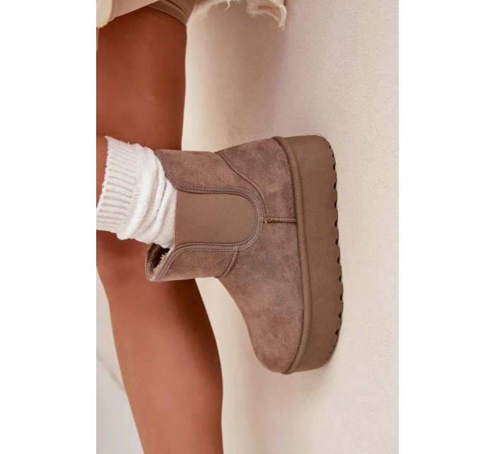 Damskie Śniegowce Z Elastyczną Wstawką Khaki Kiora