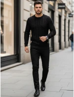 Pánsky čierny sveter FashionStreet WX1926 Pánsky čierny sveter FashionStreet WX1926