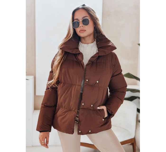 Dámská prošívaná zimní bunda hnědá Dstreet model 21990603 - FashionStreet