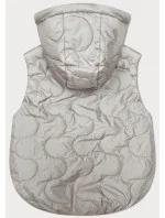 Svetlo béžová krátka dámska vesta s odnímateľnou kapucňou BH Forever (BH-2414BIG)