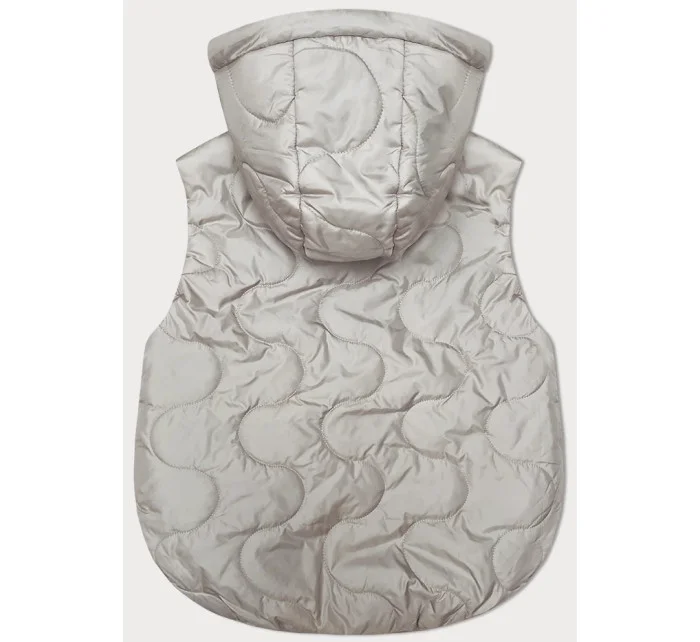 Svetlo béžová krátka dámska vesta s odnímateľnou kapucňou BH Forever (BH-2414BIG)