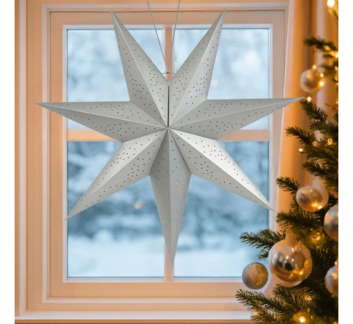 PAPIEROVÉ ZÁVESNÉ DEKORAČNÉ HVIEZDY 75 cm strieborné detské