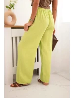 Mušelínové kalhoty se širokou nohavicí kiwi
